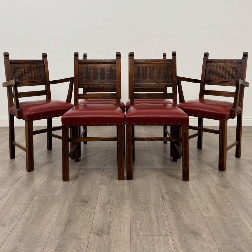  Antique 20th Century Oak Dining Table With 6 Dining Chairs  View VII
