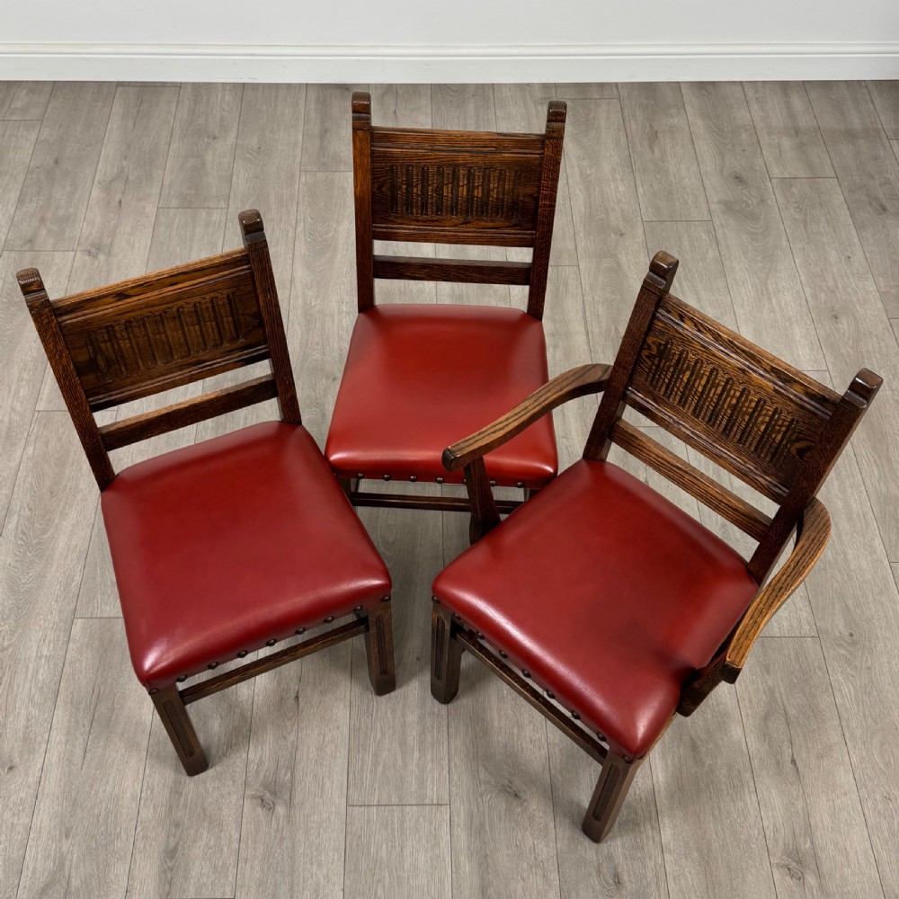  Antique 20th Century Oak Dining Table With 6 Dining Chairs  View IX