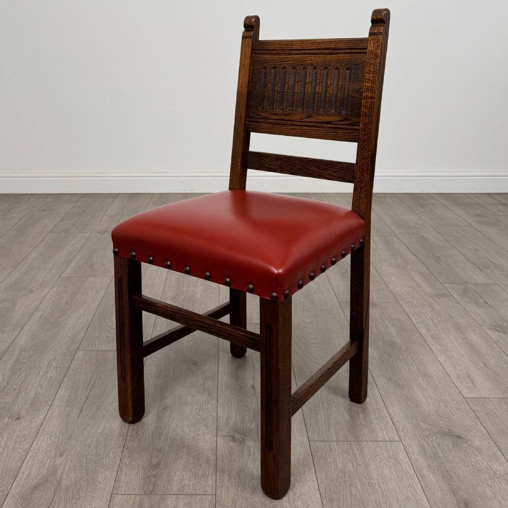  Antique 20th Century Oak Dining Table With 6 Dining Chairs  View XI