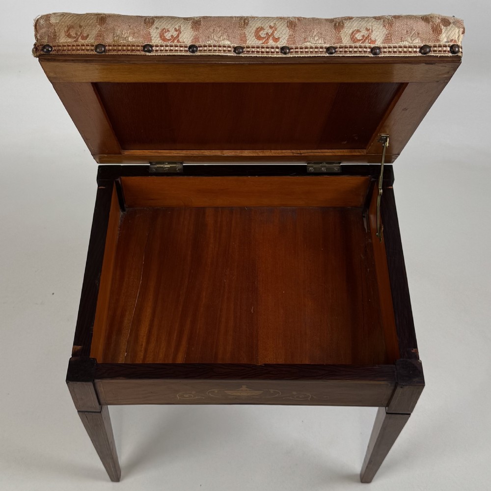  Antique 20th Century Marquetry Piano Stool In Rosewood  View X