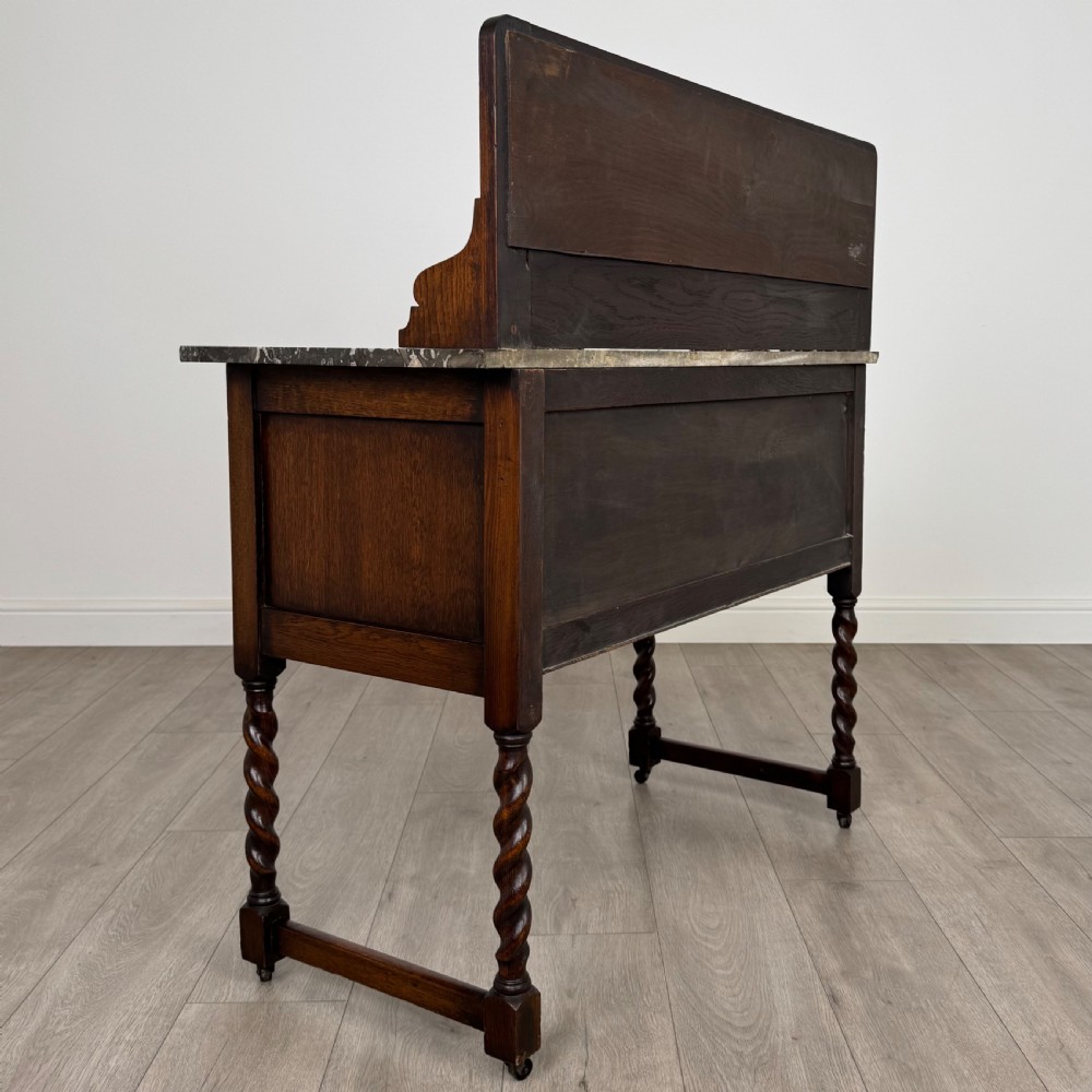 Antique 20th Century Marble Top Washstand In Oak View V
