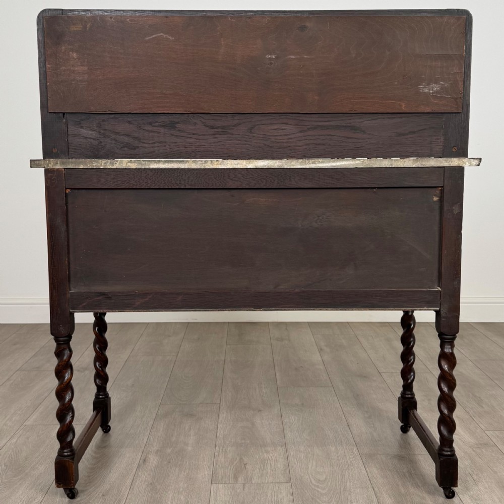 Antique 20th Century Marble Top Washstand In Oak View VI