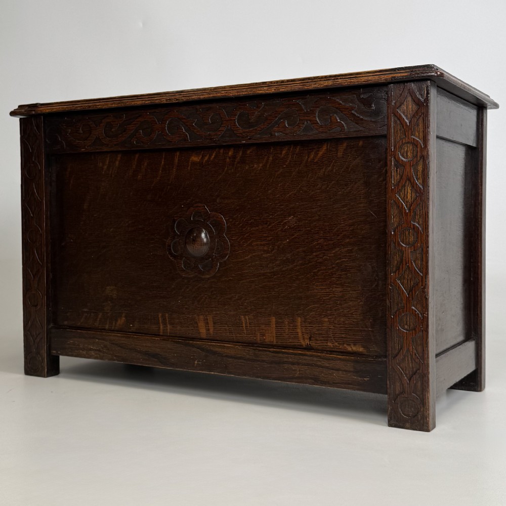 Antique 20th Century Small Storage Box In Oak  View II