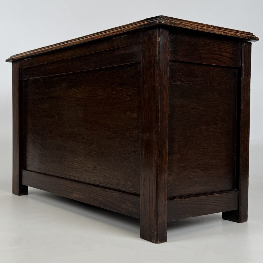 Antique 20th Century Small Storage Box In Oak  View VI