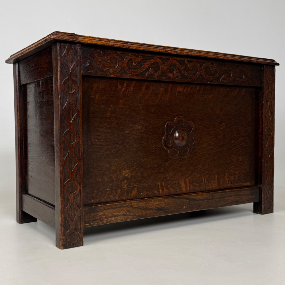 Antique 20th Century Small Storage Box In Oak  View VIII