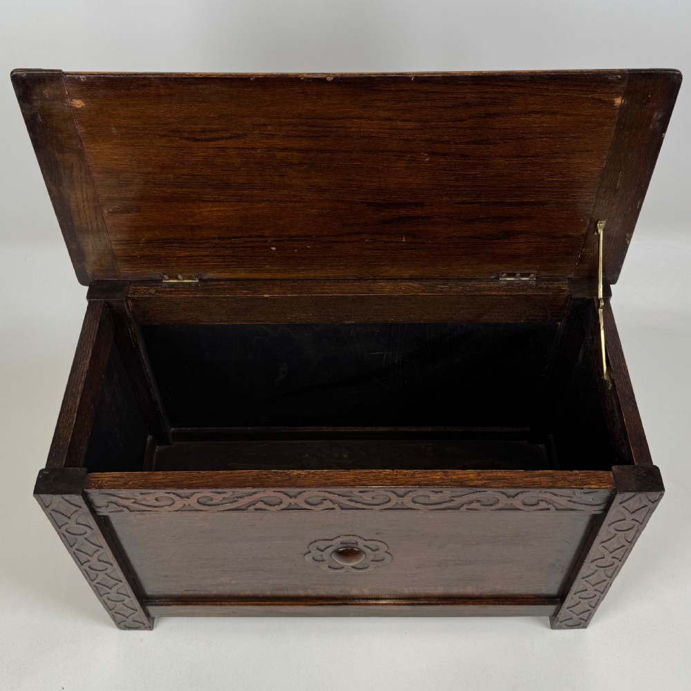 Antique 20th Century Small Storage Box In Oak  View X