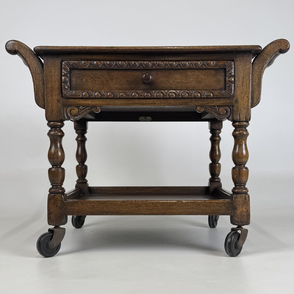  Antique 20th Century Oak Coffee Table On Casters 
