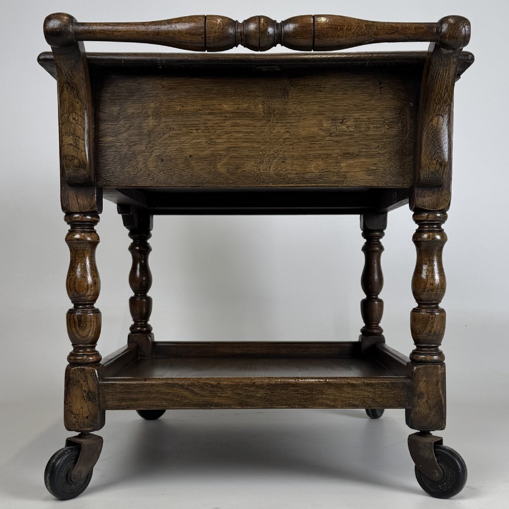  Antique 20th Century Oak Coffee Table On Casters  View III
