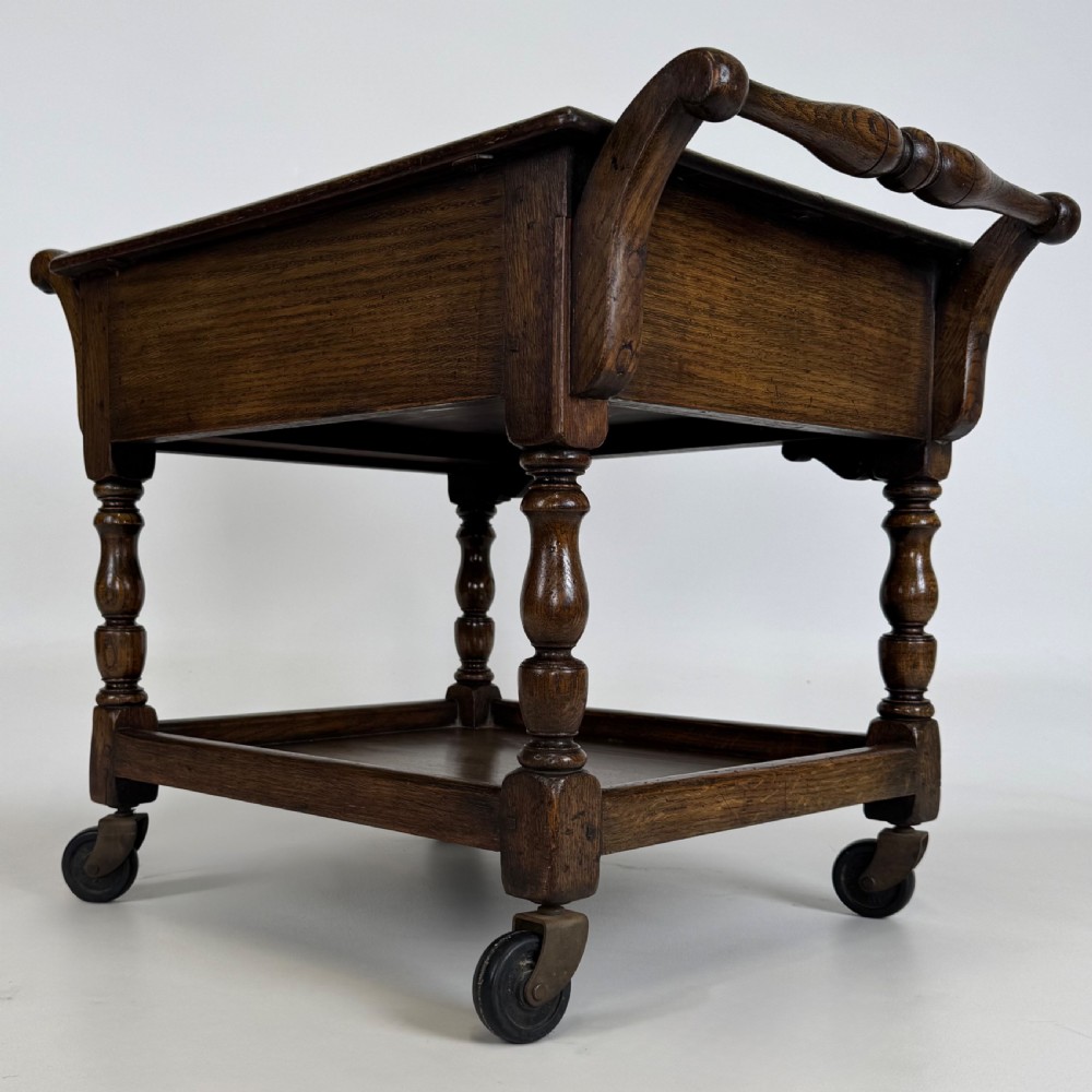  Antique 20th Century Oak Coffee Table On Casters  View VII
