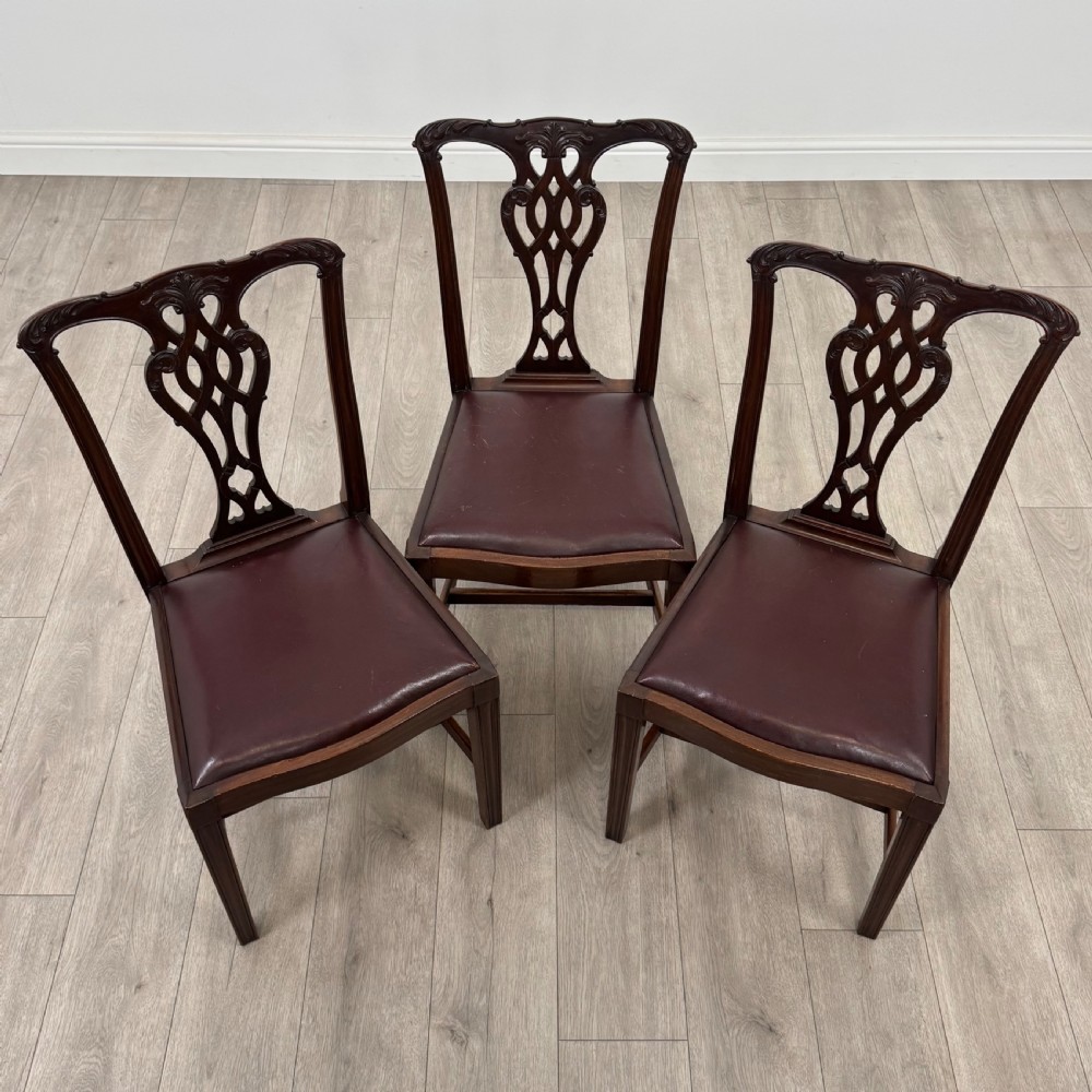 Antique 19th Century Set Of 6 Chippendale Style Dining Chairs  View III