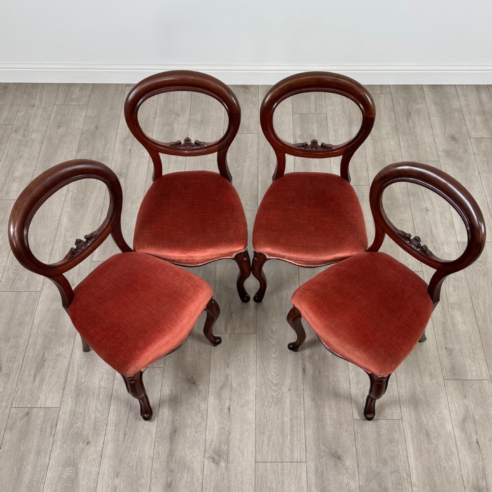 Antique 19th Century Set Of 4 Balloon Back Dining Chairs  View VIII