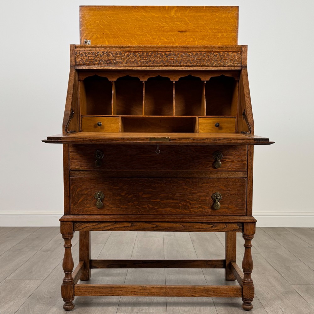 Antique 20th Century Good Quality Bureau In Oak View II