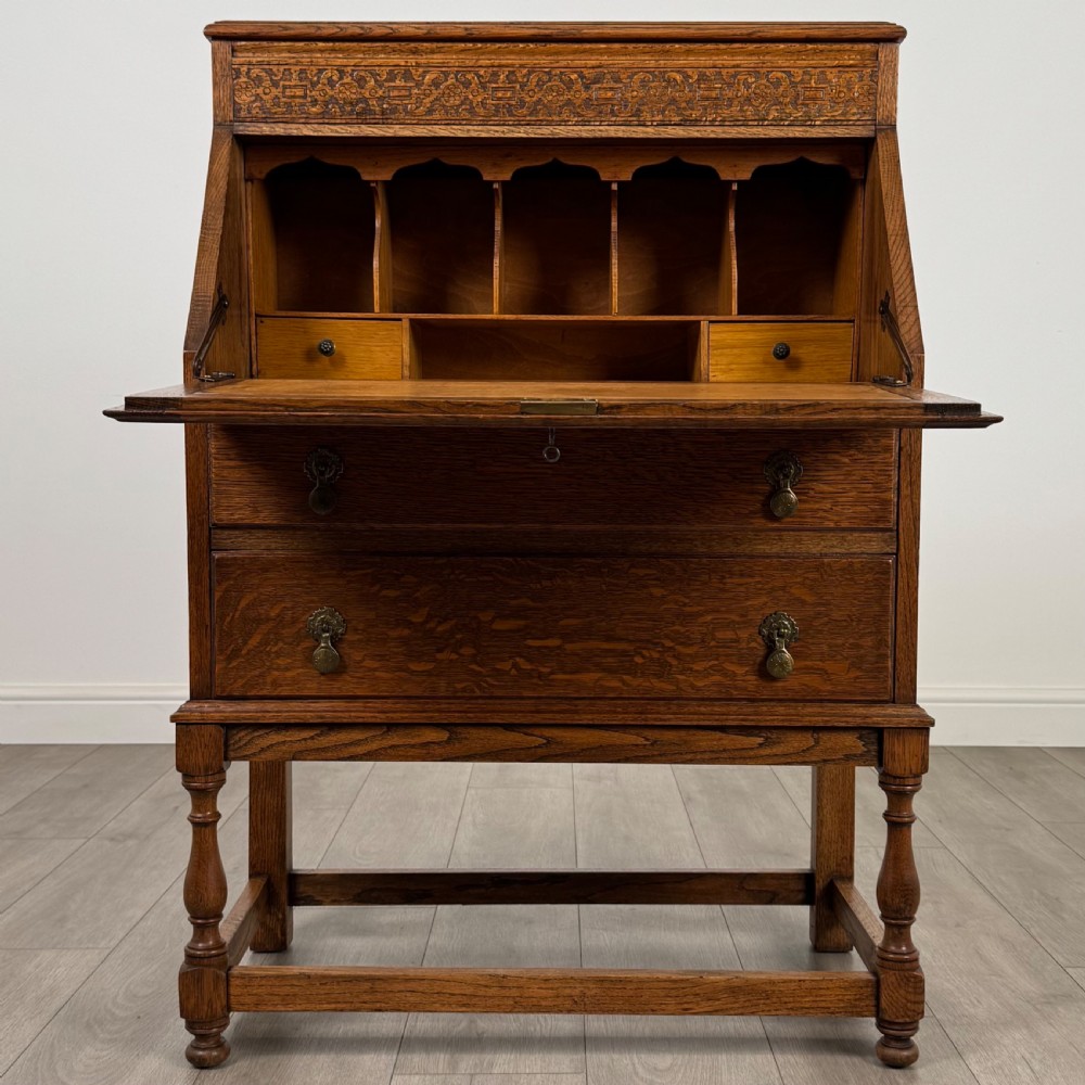 Antique 20th Century Good Quality Bureau In Oak View III