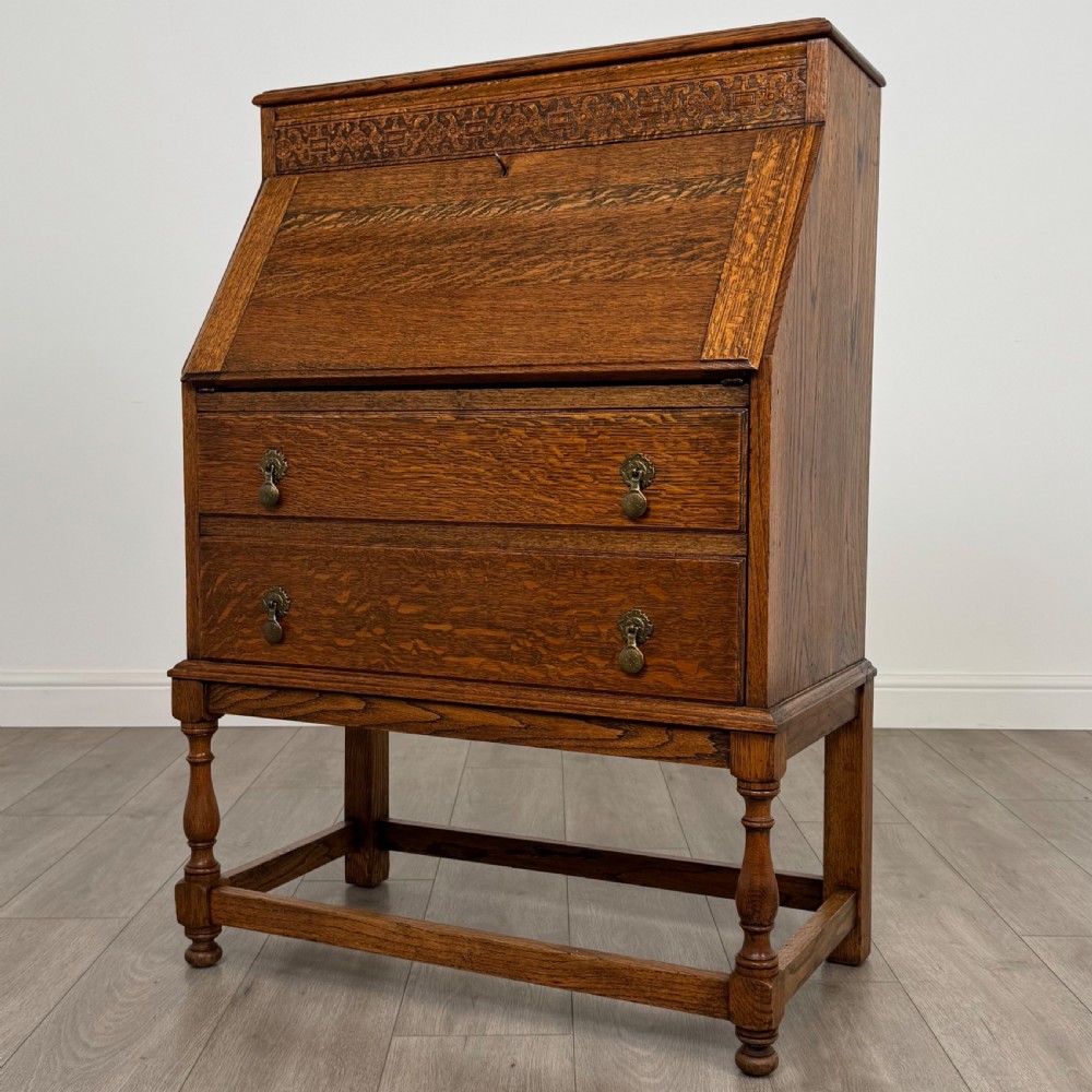Antique 20th Century Good Quality Bureau In Oak View IV