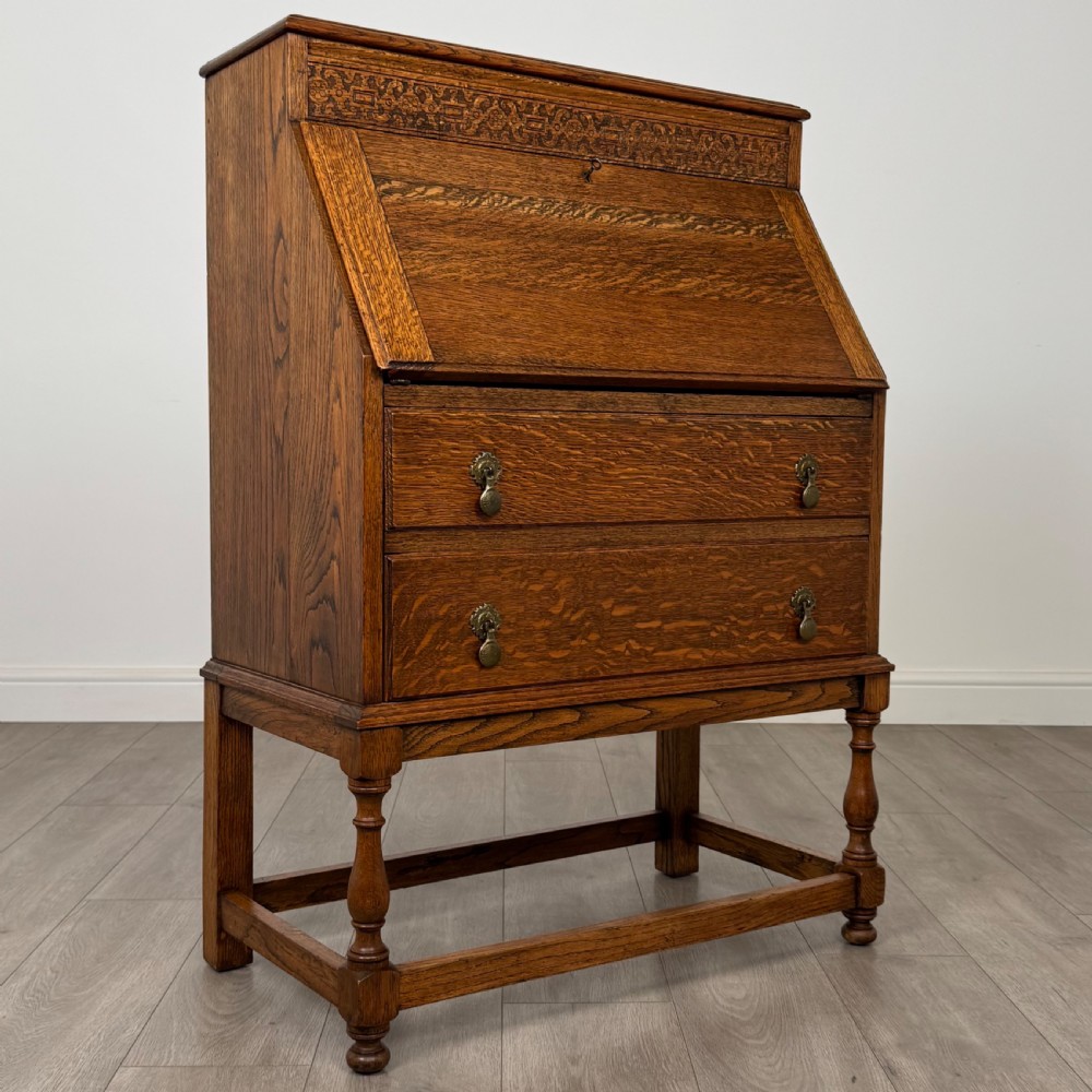 Antique 20th Century Good Quality Bureau In Oak View X
