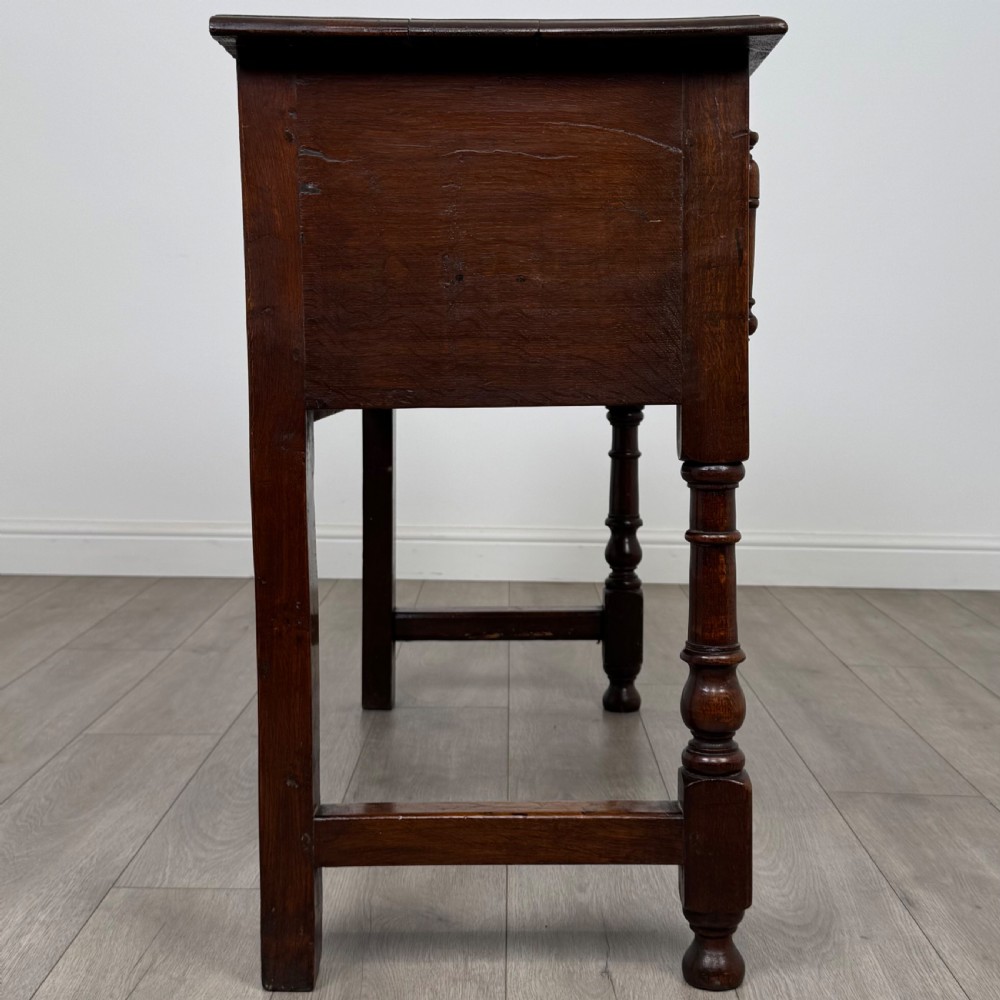 Antique 18th Century Jacobean Geometric Dresser Base In Oak View VIII