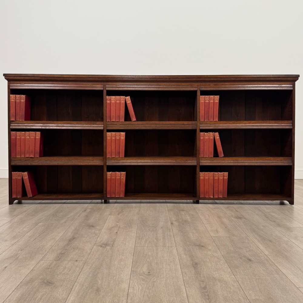  Antique 20th Century Large Open Bookcase In Oak 