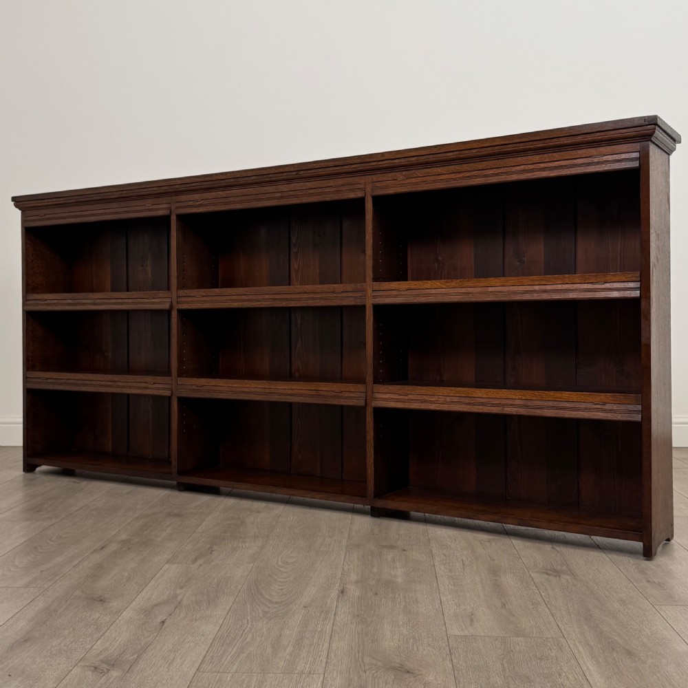  Antique 20th Century Large Open Bookcase In Oak  View III