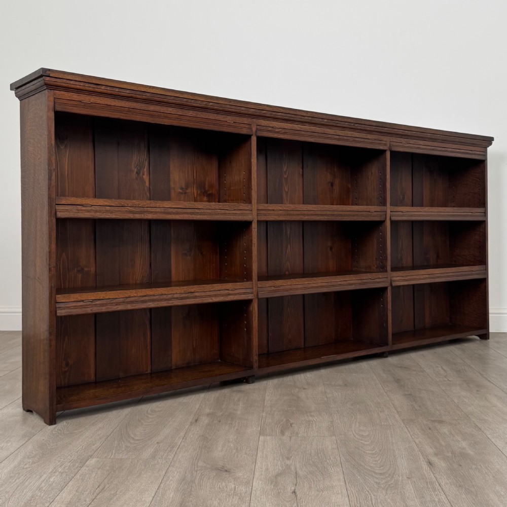  Antique 20th Century Large Open Bookcase In Oak  View IX