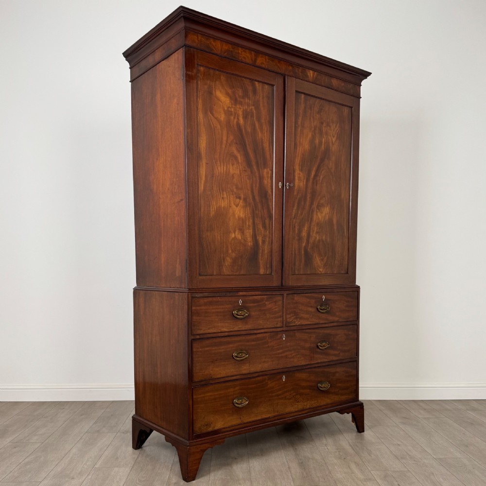  Antique 18th Century Linen Press Cupboard In Mahogany  View X