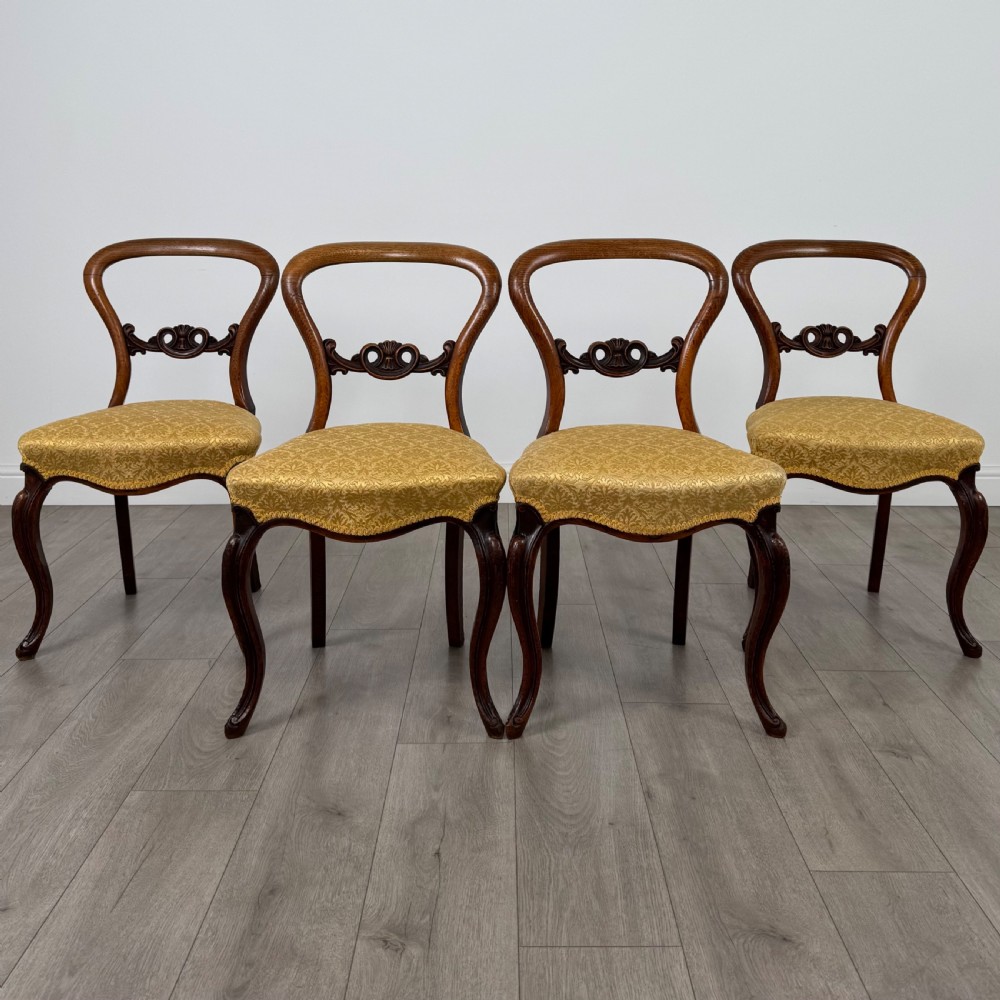  Antique 19th Century Good Quality Set Of 4 Dining Chairs 