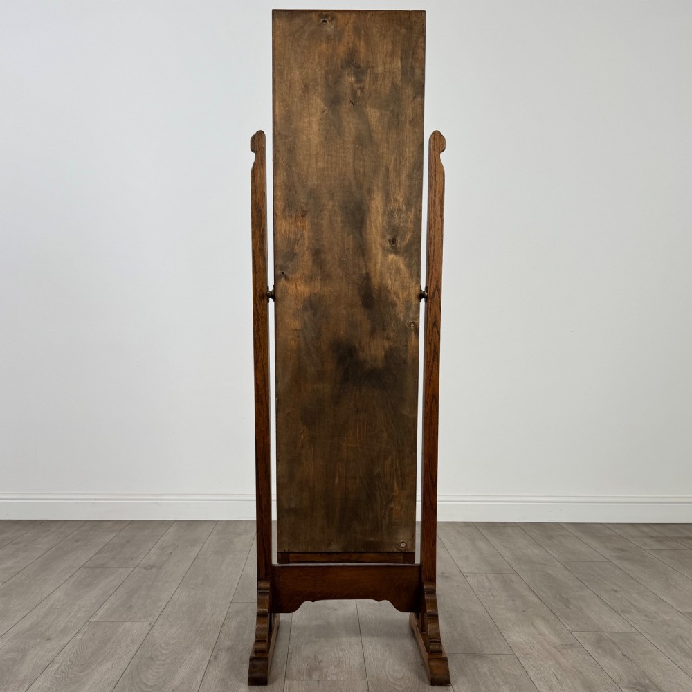 Antique 20th Century Good Quality Cheval Mirror In Oak  View IV