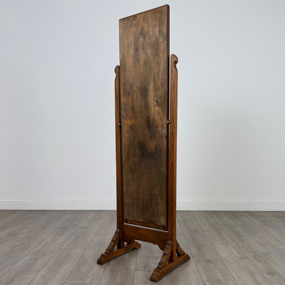 Antique 20th Century Good Quality Cheval Mirror In Oak  View V