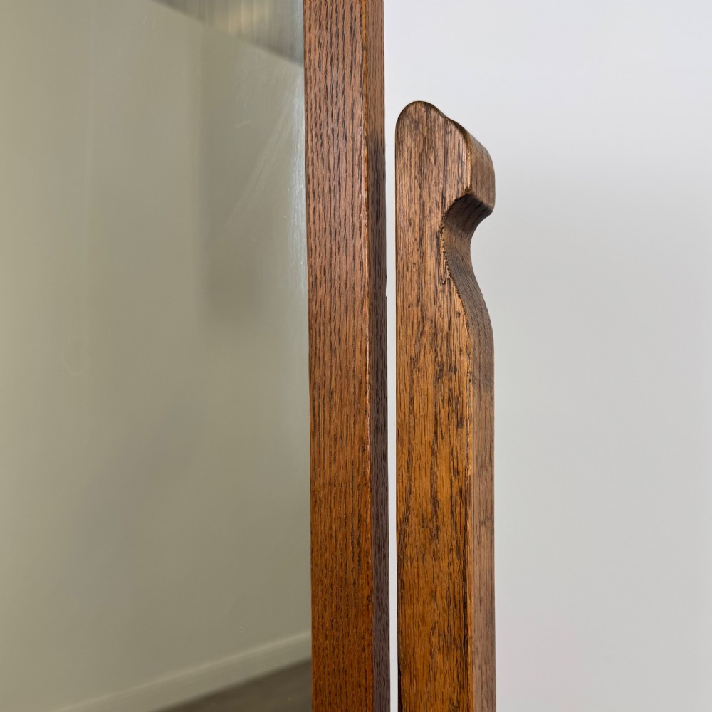 Antique 20th Century Good Quality Cheval Mirror In Oak  View X
