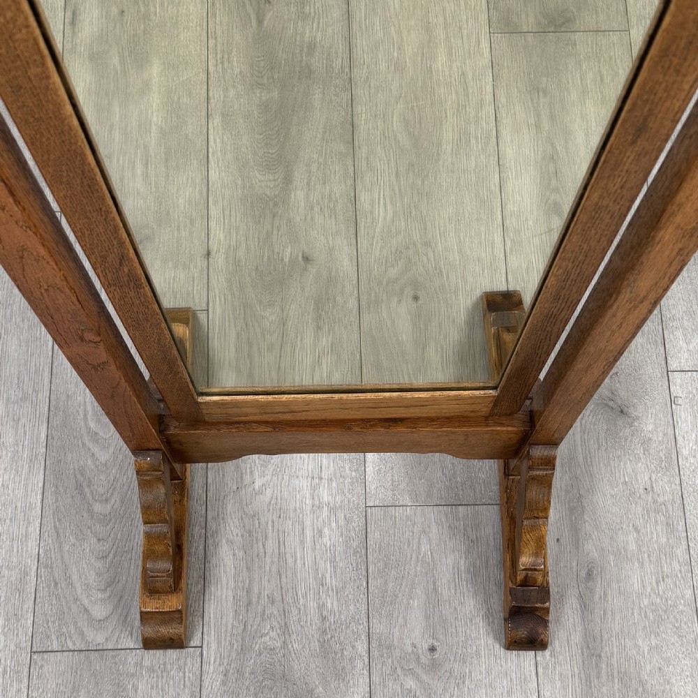 Antique 20th Century Good Quality Cheval Mirror In Oak  View XI
