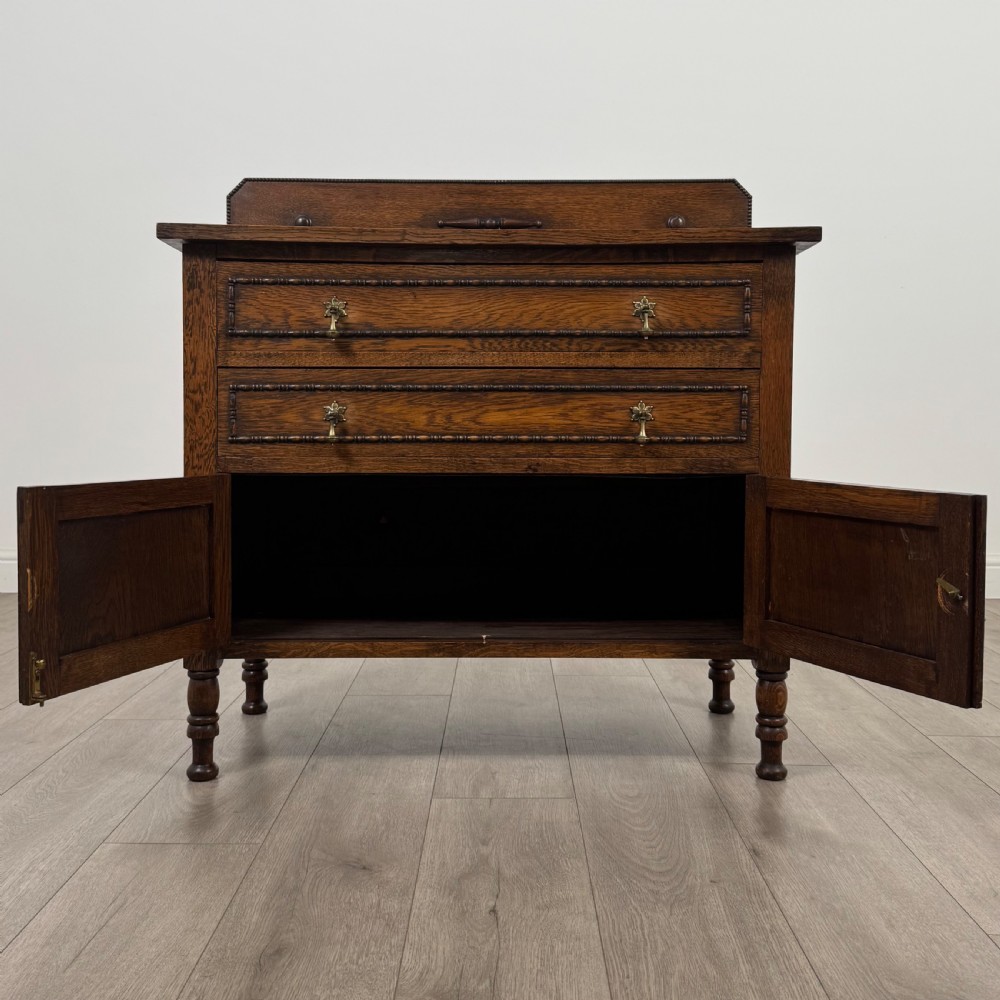 Antique 20th Century Jacobean Style Cupboard In Oak View II