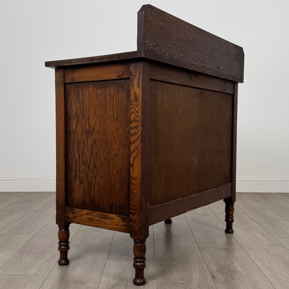  Antique 20th Century Jacobean Style Cupboard In Oak View V
