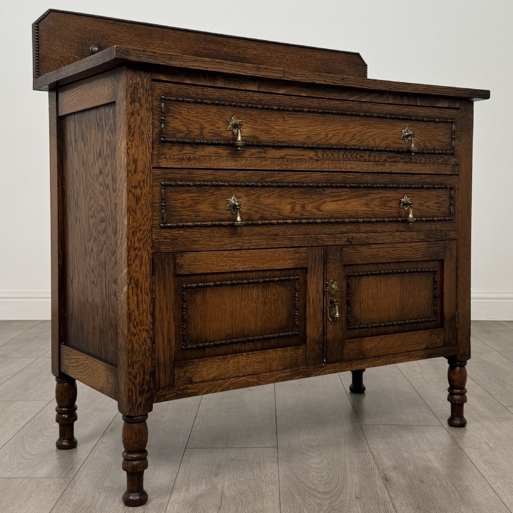  Antique 20th Century Jacobean Style Cupboard In Oak View IX