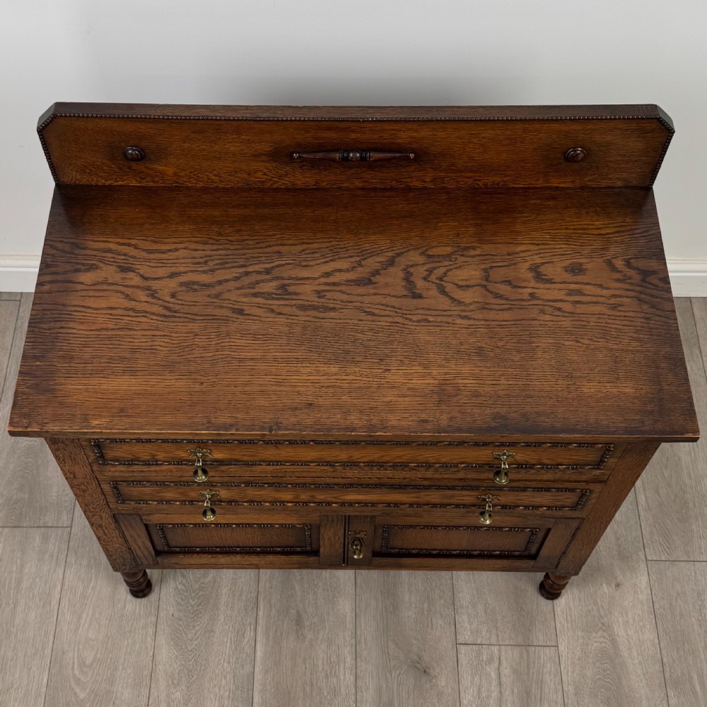  Antique 20th Century Jacobean Style Cupboard In Oak View X