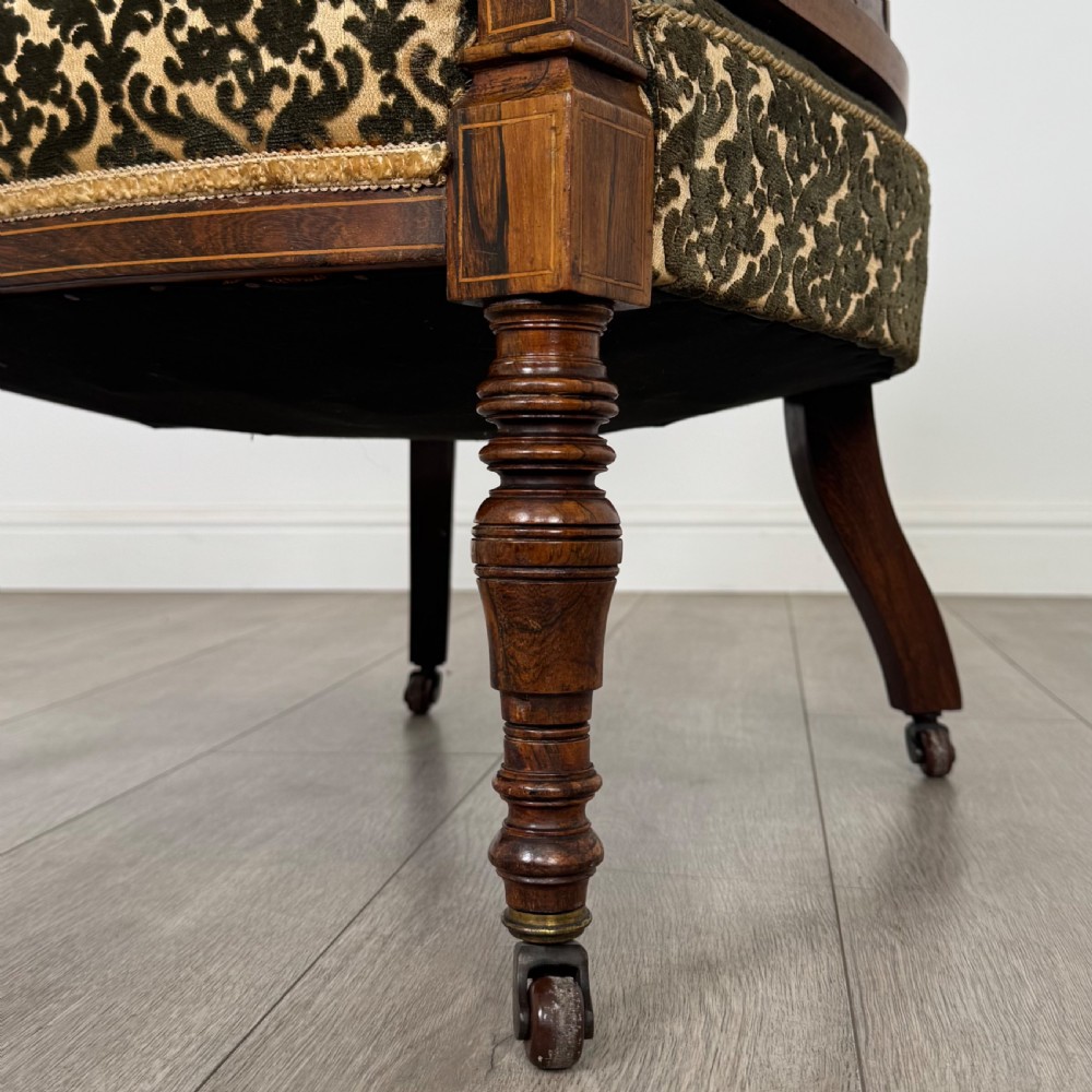Antique 19th Century Pair Of Inlaid Rosewood Tub Chairs 
 View XII