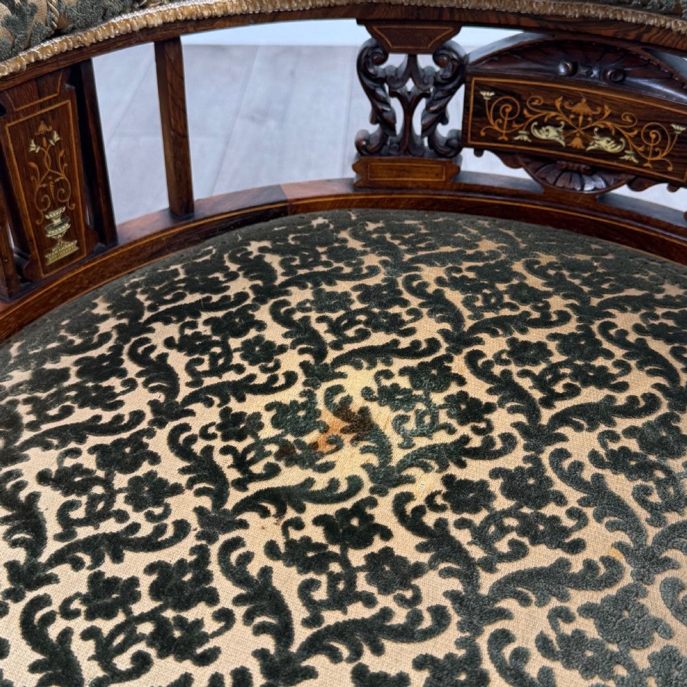 Antique 19th Century Pair Of Inlaid Rosewood Tub Chairs 
 View XIV