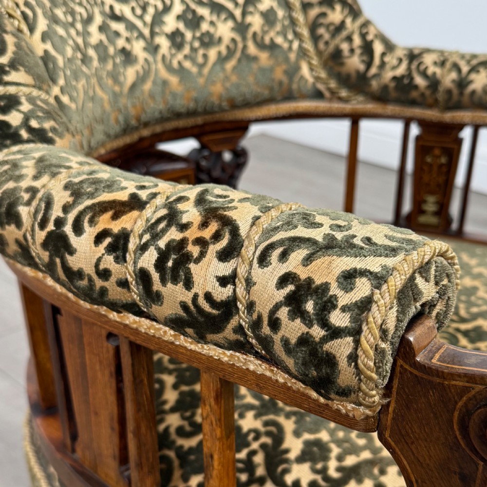 Antique 19th Century Pair Of Inlaid Rosewood Tub Chairs 
 View XV
