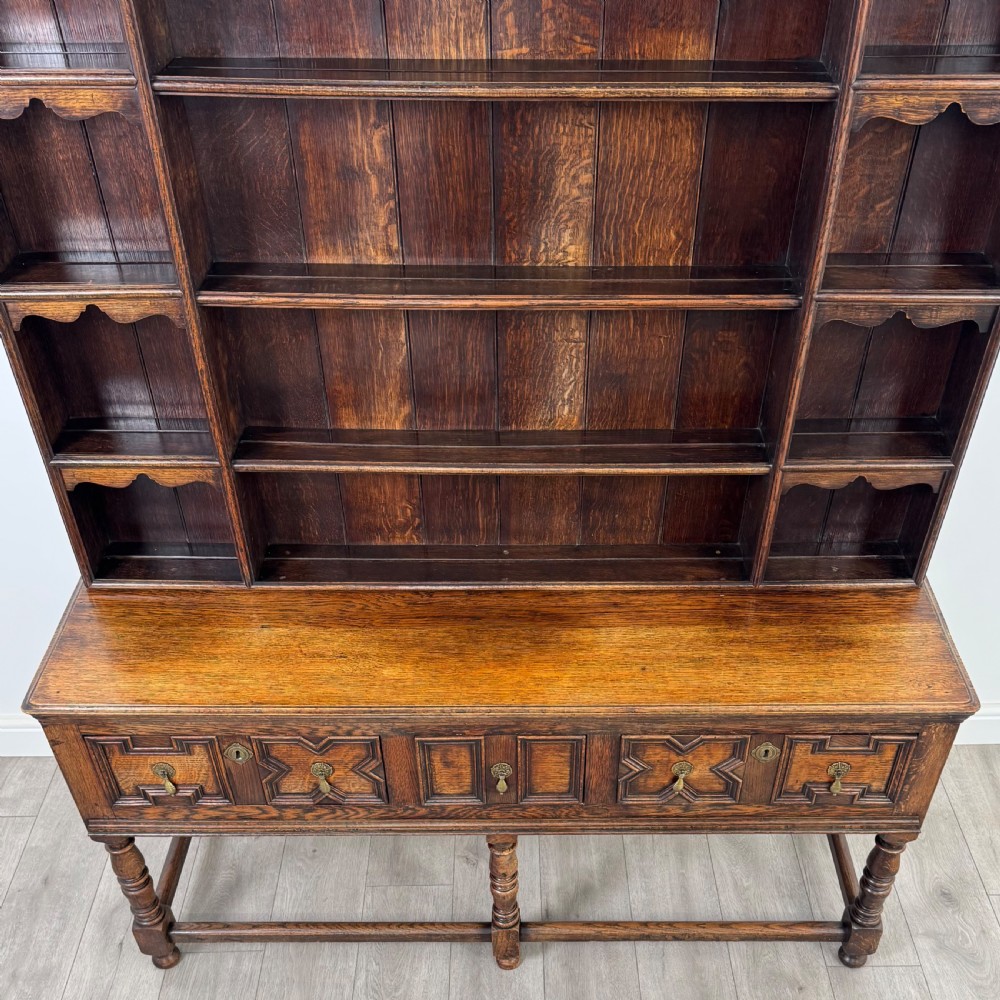 Antique 19th Century Geometric Jacobean Style Dresser In Oak  View IX