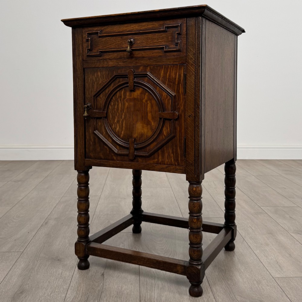 Antique 20th Century Jacobean Style Cabinet In Oak View III