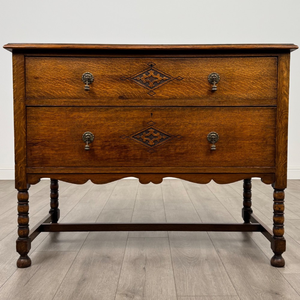 Antique 20th Century Good Quality Chest Of Drawers In Oak 
