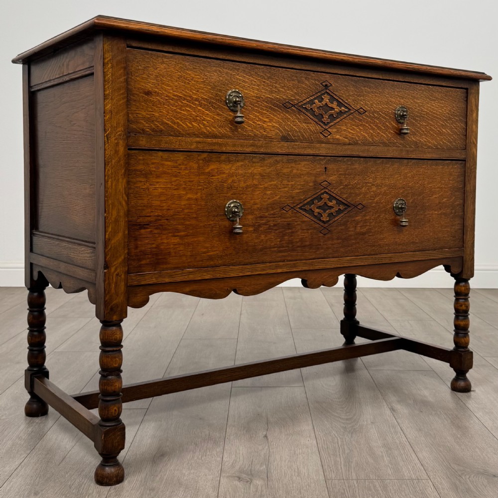 Antique 20th Century Good Quality Chest Of Drawers In Oak  View IX