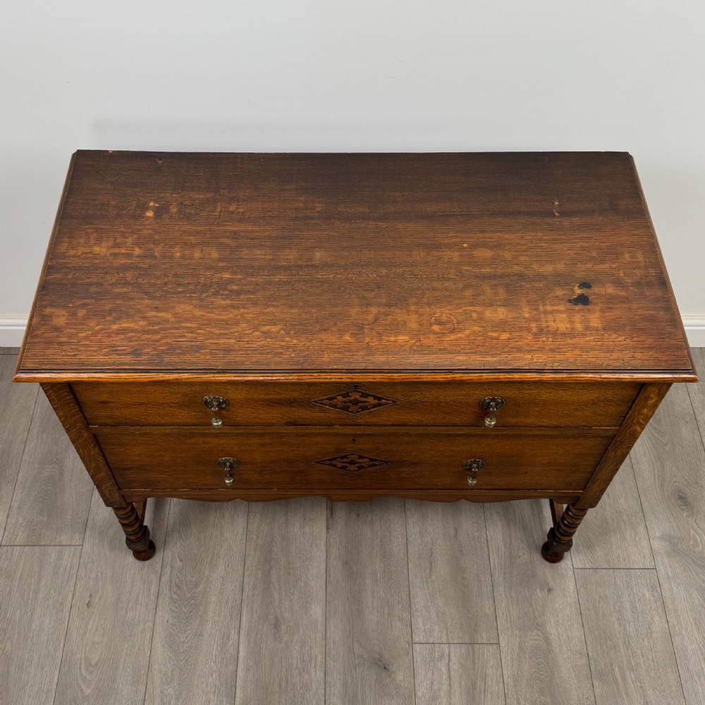 Antique 20th Century Good Quality Chest Of Drawers In Oak  View X