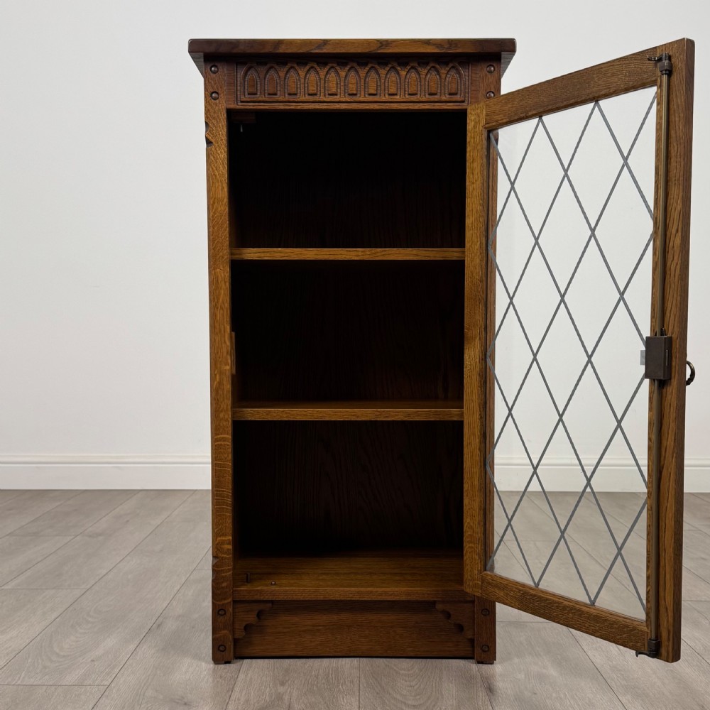 Antique 20th Century Leaded Glass Display Cabinet In Oak  View III