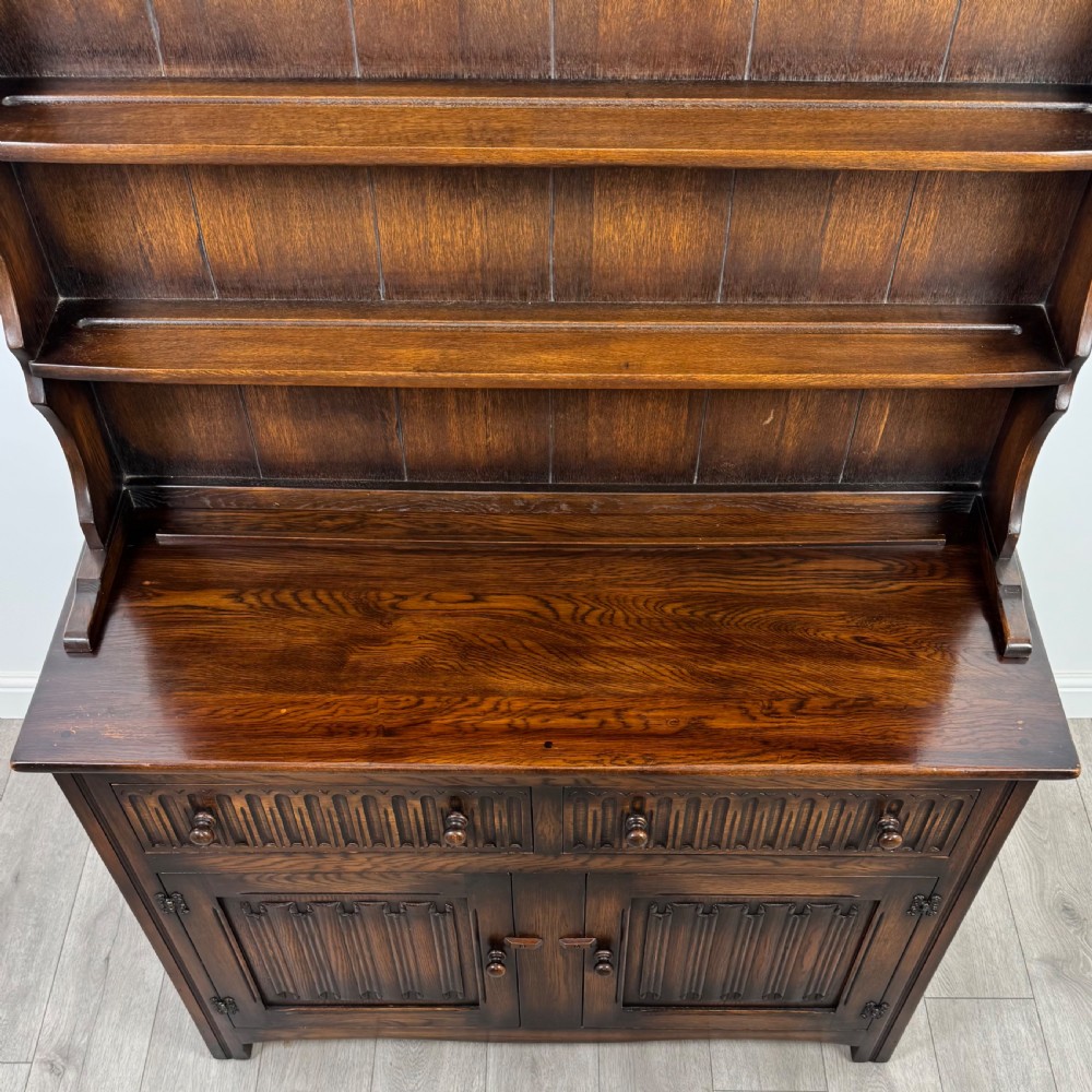 Antique 20th Century Linenfold Dresser In Oak  View X
