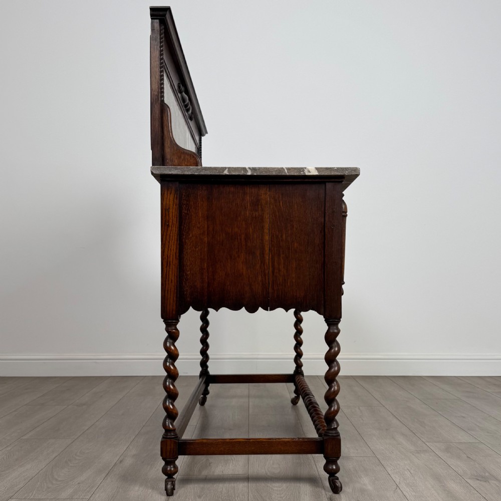 Antique 20th Century Jacobean Style Marble Top Washstand View VIII