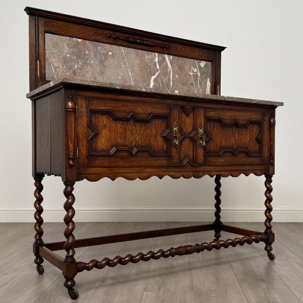 Antique 20th Century Jacobean Style Marble Top Washstand View IX