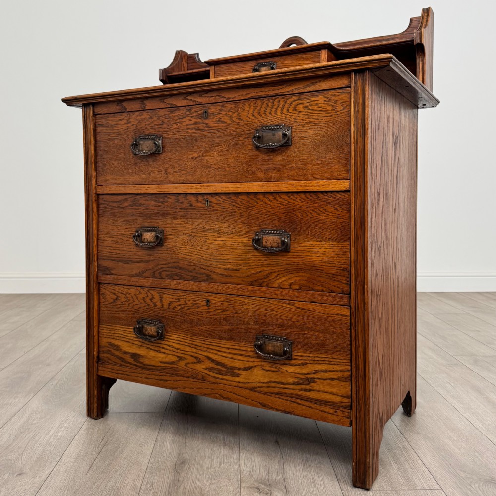 Antique 20th Century Arts & Crafts Oak Chest Of Drawers  View II