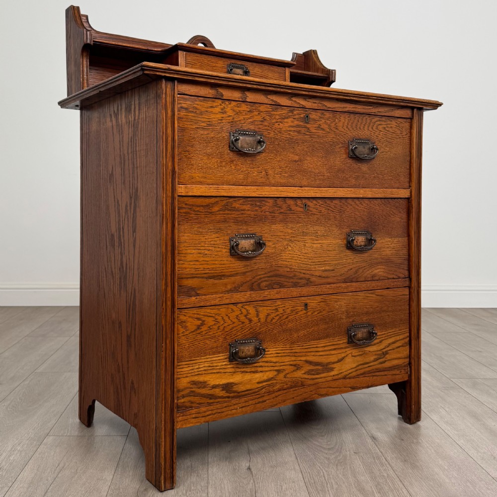  Antique 20th Century Arts & Crafts Oak Chest Of Drawers  View IX