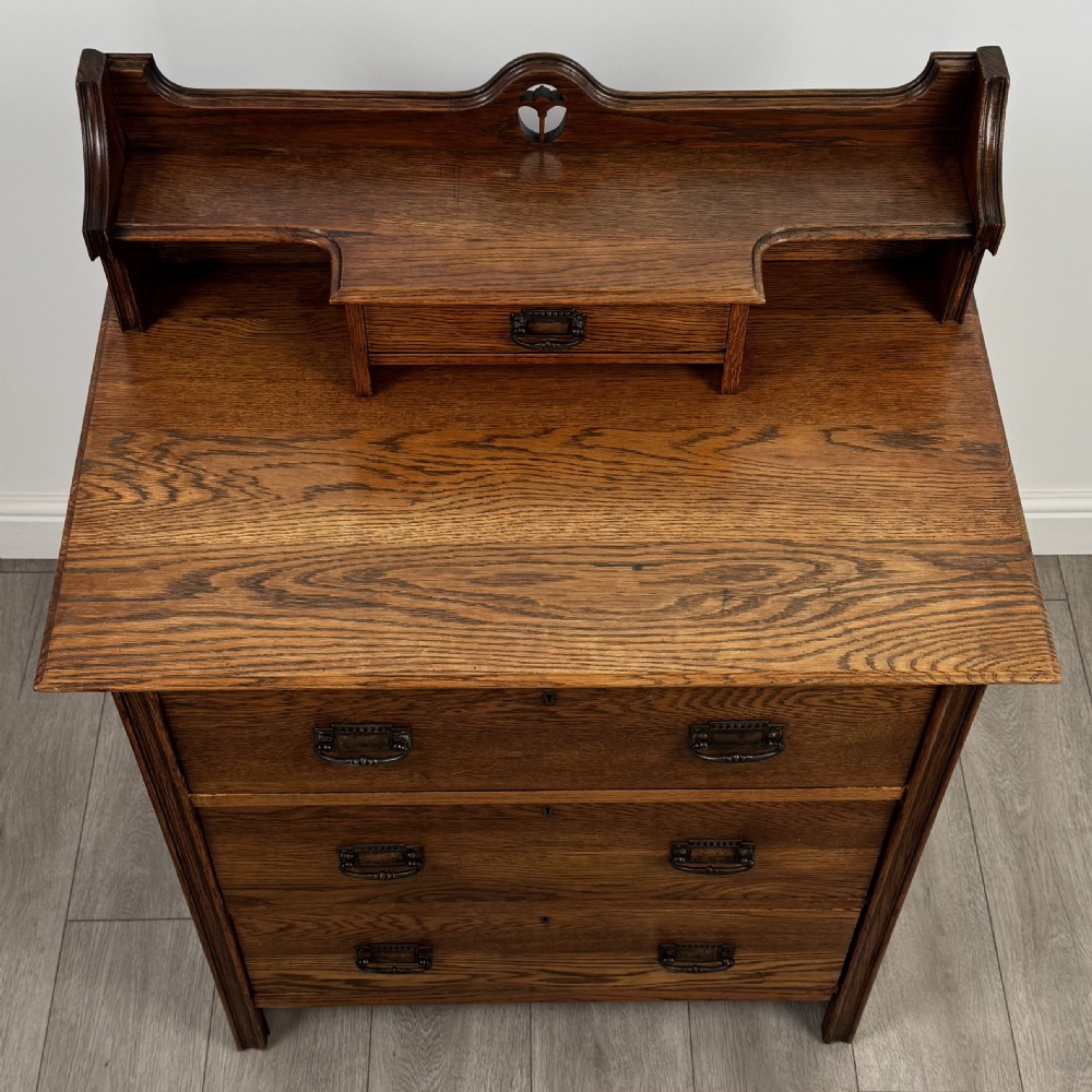  Antique 20th Century Arts & Crafts Oak Chest Of Drawers  View X