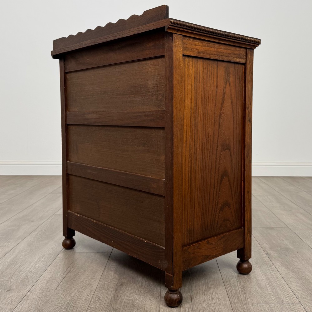  Antique 20th Century Small Bow Front Chest Of Drawers In Oak  View VII