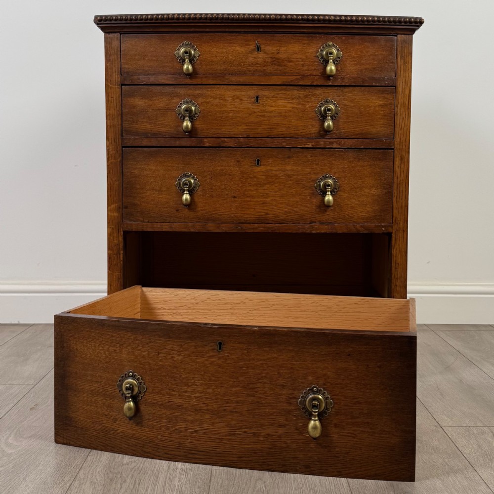  Antique 20th Century Small Bow Front Chest Of Drawers In Oak  View XI